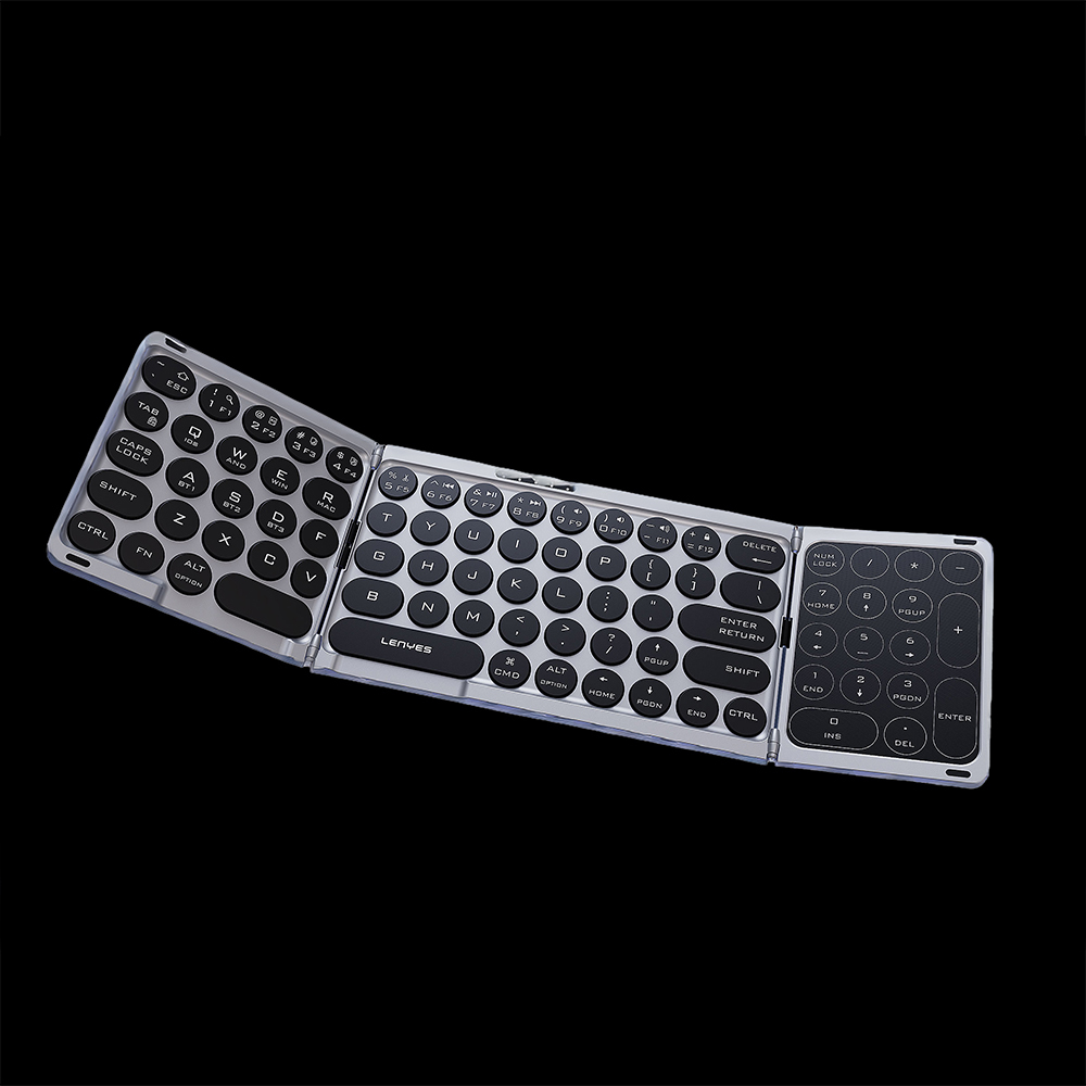 Lenyes WK110 Sessiz Tuş Tasarımlı Num Touch Pad Özellikli Katlanabilir Bluetooth Bağlantılı Kablosuz Klavye - 1