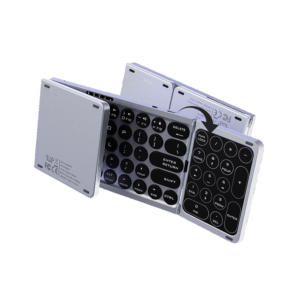 Lenyes WK110 Sessiz Tuş Tasarımlı Num Touch Pad Özellikli Katlanabilir Bluetooth Bağlantılı Kablosuz Klavye - 4