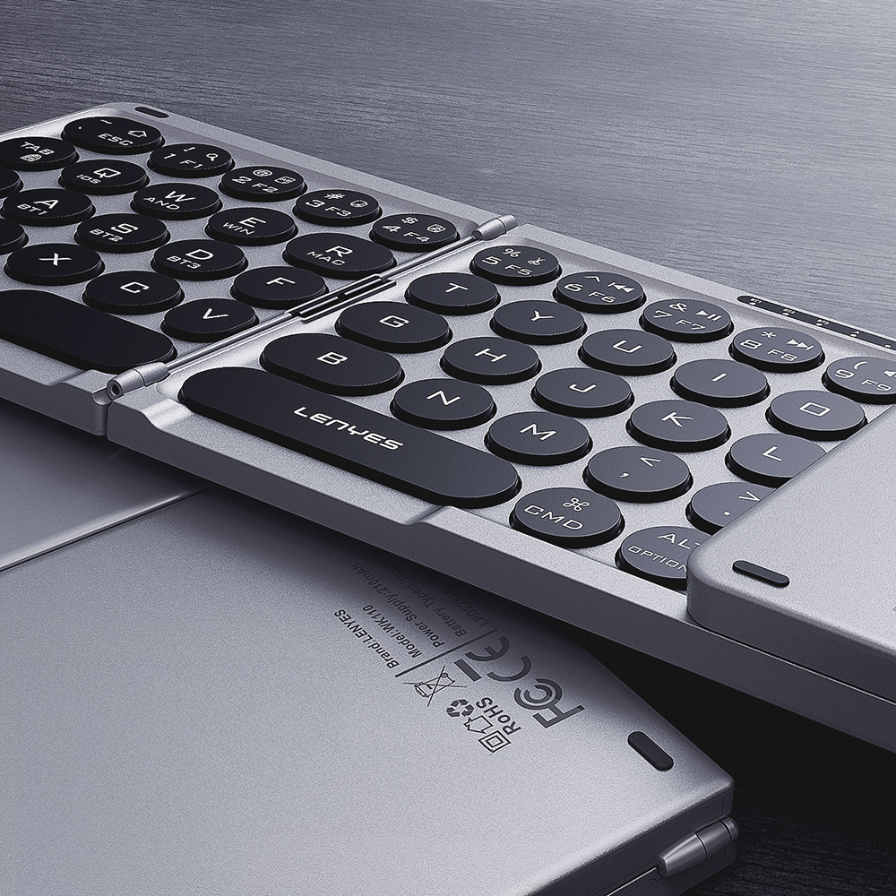 Lenyes WK110 Sessiz Tuş Tasarımlı Num Touch Pad Özellikli Katlanabilir Bluetooth Bağlantılı Kablosuz Klavye - 5