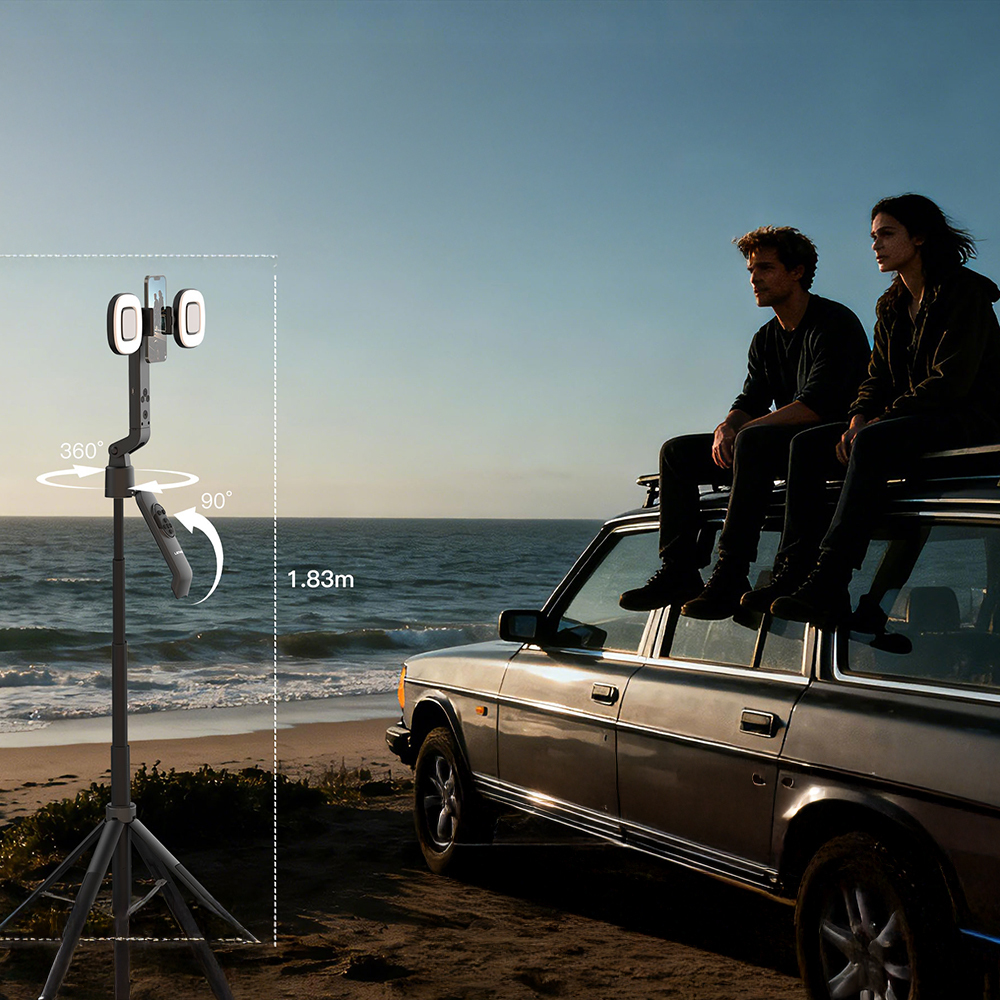 Lenyes LPH119 Yapay Zeka Destekli Dolgu Işıklı Kumandalı 360 Derece Dönebilen Selfie Çubuğu ve Tripod - 3