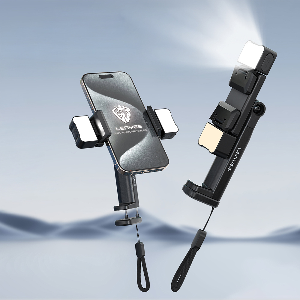 Lenyes CR204 360° Dönebilen Işıklı Seyahat Telefon Tutucu ve Standı - 1