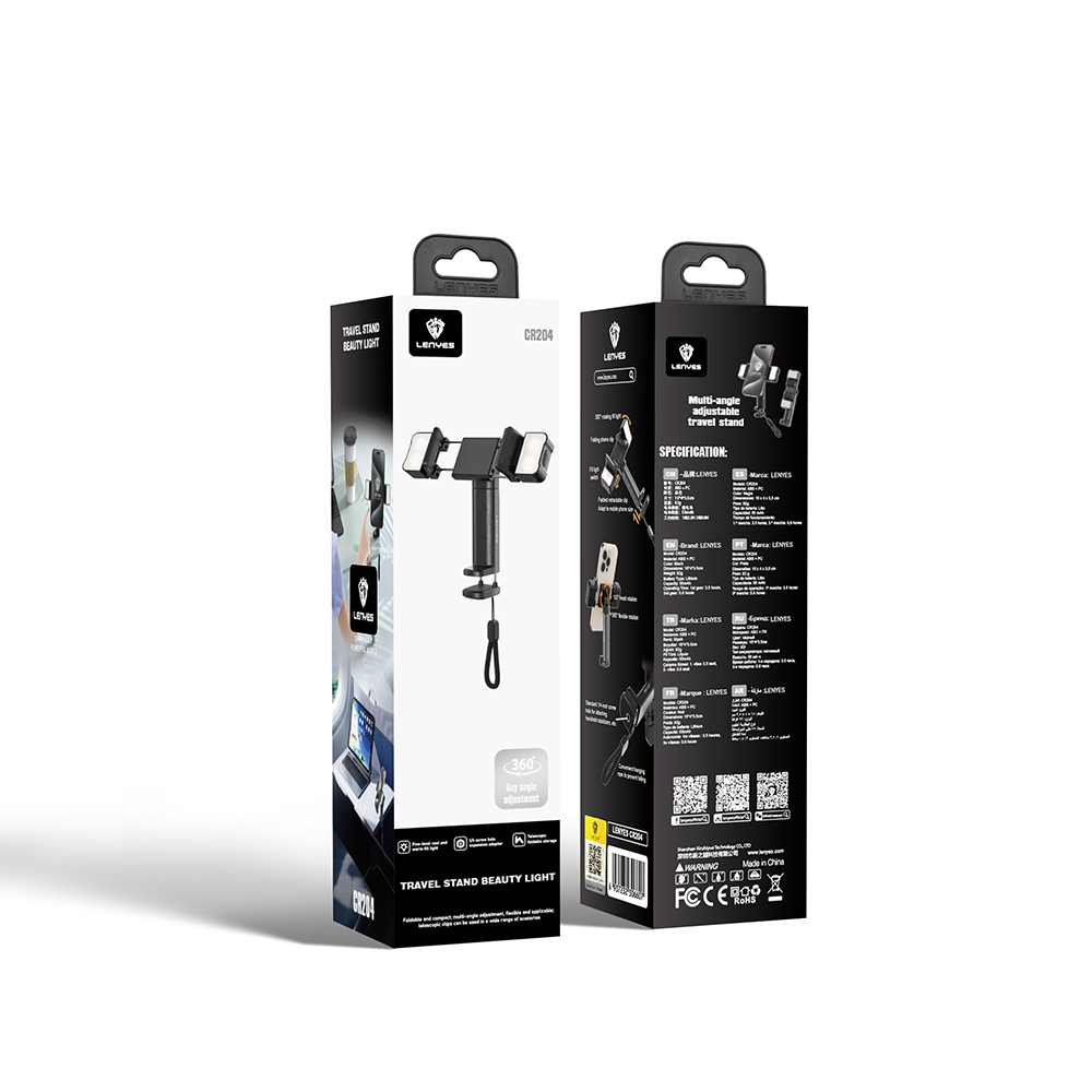 Lenyes CR204 360° Dönebilen Işıklı Seyahat Telefon Tutucu ve Standı - 4