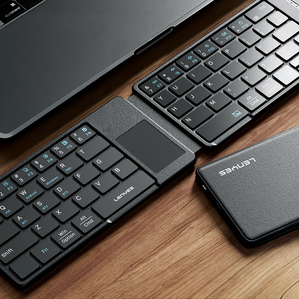Lenyes WK109 Sessiz Tuş Tasarımlı Touch Pad Özellikli Katlanabilir Bluetooth Bağlantılı Kablosuz Klavye - 1