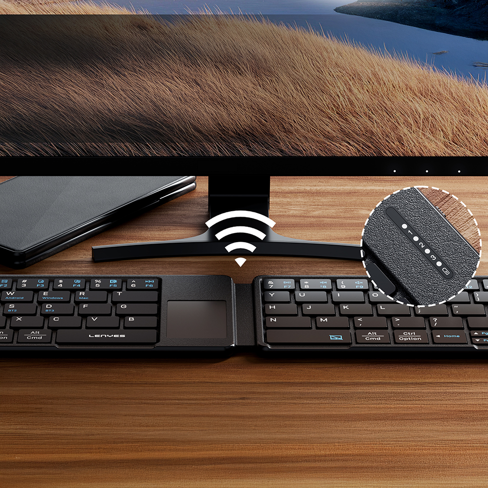 Lenyes WK109 Sessiz Tuş Tasarımlı Touch Pad Özellikli Katlanabilir Bluetooth Bağlantılı Kablosuz Klavye - 2