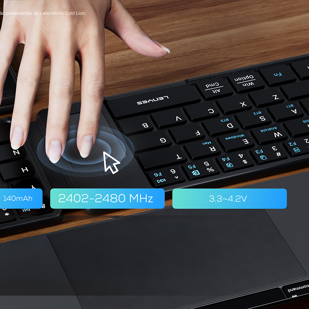 Lenyes WK109 Sessiz Tuş Tasarımlı Touch Pad Özellikli Katlanabilir Bluetooth Bağlantılı Kablosuz Klavye - 3