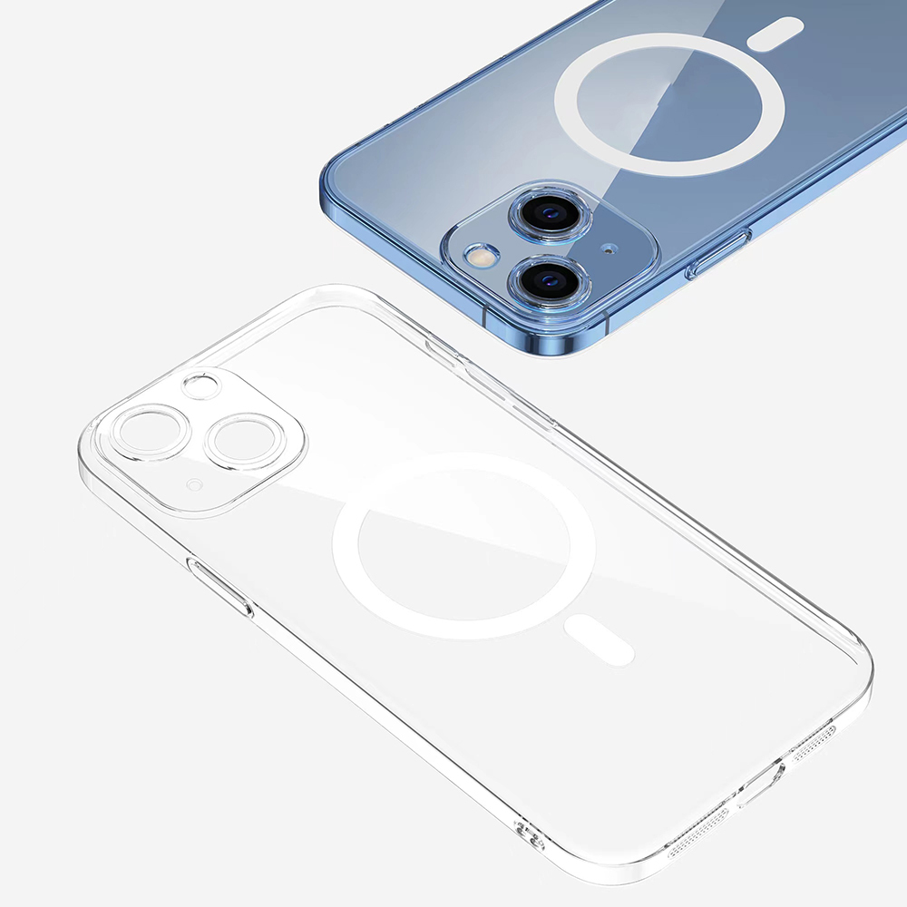 Apple iPhone 13 Uyumlu Kamera Korumalı M-Safe Şarj Özellikli Şeffaf Zore London Sert PC Kapak - 1