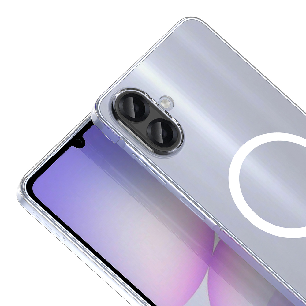 Samsung Galaxy A07 Uyumlu Kamera Korumalı M-Safe Şarj Özellikli Şeffaf Zore London Sert PC Kapak - 2