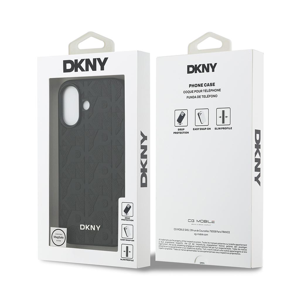 Apple iPhone 17 Uyumlu Kılıf DKNY Orjinal Lisanslı M-safe Şarj Özellikli 3D Yazılı Grid Pattern Kapak - 7