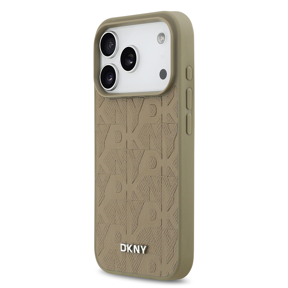 Apple iPhone 17 Pro Uyumlu Kılıf DKNY Orjinal Lisanslı M-safe Şarj Özellikli 3D Yazılı Grid Pattern Kapak - 1