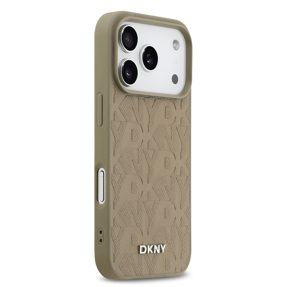 Apple iPhone 17 Pro Uyumlu Kılıf DKNY Orjinal Lisanslı M-safe Şarj Özellikli 3D Yazılı Grid Pattern Kapak - 3