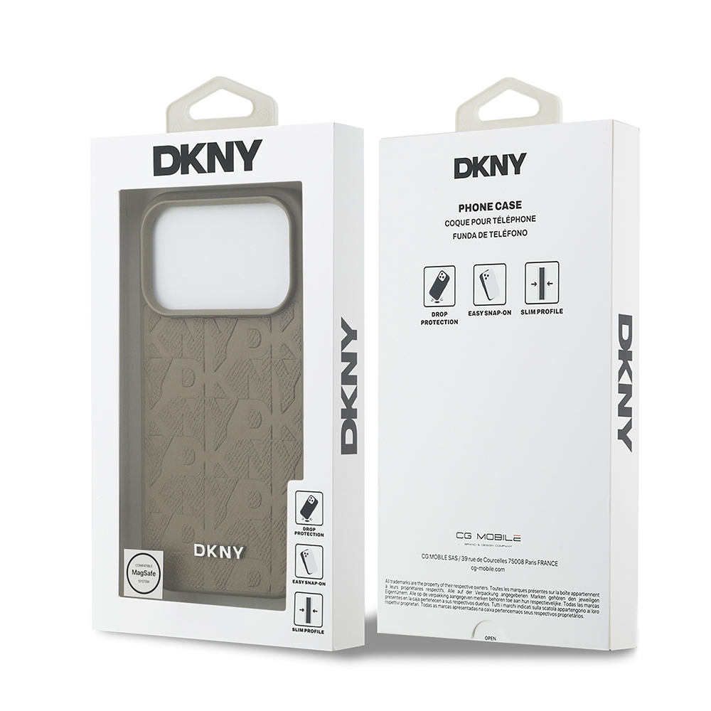 Apple iPhone 17 Pro Uyumlu Kılıf DKNY Orjinal Lisanslı M-safe Şarj Özellikli 3D Yazılı Grid Pattern Kapak - 7