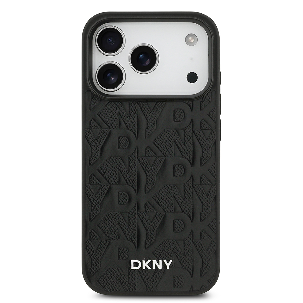 Apple iPhone 17 Pro Uyumlu Kılıf DKNY Orjinal Lisanslı M-safe Şarj Özellikli 3D Yazılı Grid Pattern Kapak - 9