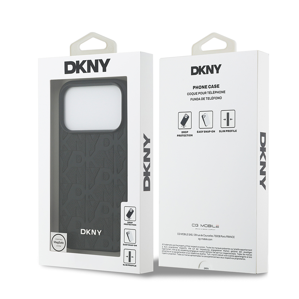 Apple iPhone 17 Pro Uyumlu Kılıf DKNY Orjinal Lisanslı M-safe Şarj Özellikli 3D Yazılı Grid Pattern Kapak - 14
