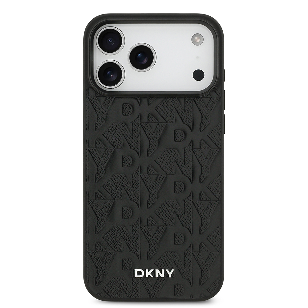 Apple iPhone 17 Pro Max Uyumlu Kılıf DKNY Orjinal Lisanslı M-safe Şarj Özellikli 3D Yazılı Grid Pattern Kapak - 2