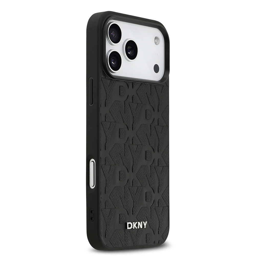 Apple iPhone 17 Pro Max Uyumlu Kılıf DKNY Orjinal Lisanslı M-safe Şarj Özellikli 3D Yazılı Grid Pattern Kapak - 3