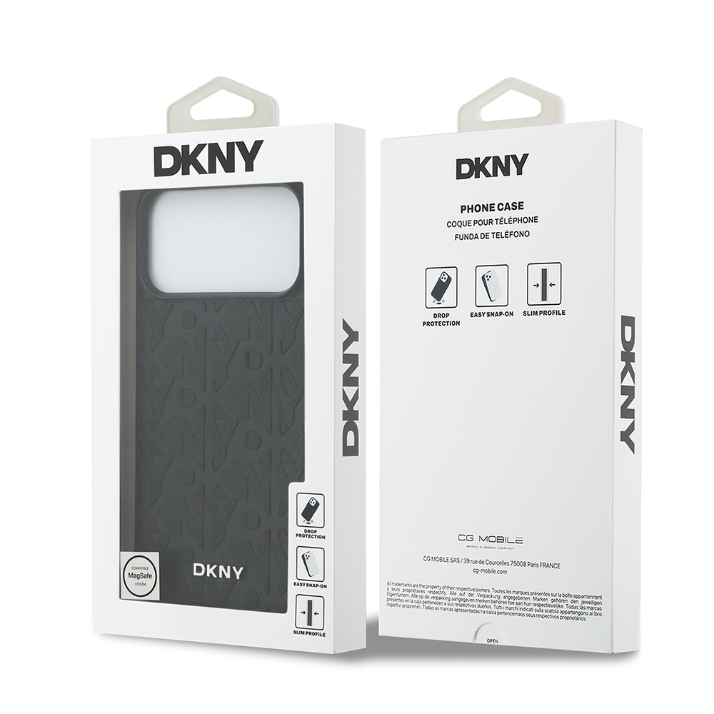 Apple iPhone 17 Pro Max Uyumlu Kılıf DKNY Orjinal Lisanslı M-safe Şarj Özellikli 3D Yazılı Grid Pattern Kapak - 7