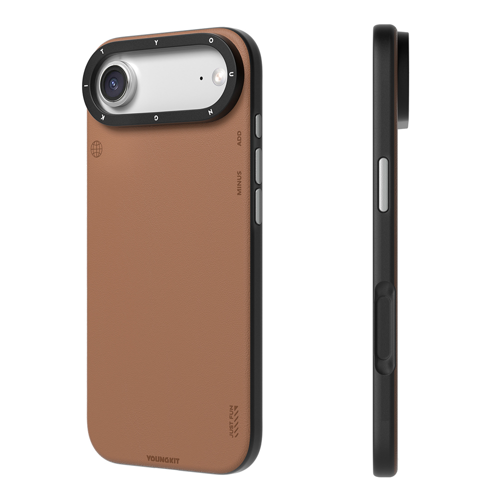 Apple iPhone 17 Air Uyumlu Kılıf M-safe Şarj Özellikli Basit Mat Deri Desenli Youngkit Tech Fashion Serisi Kapak - 2
