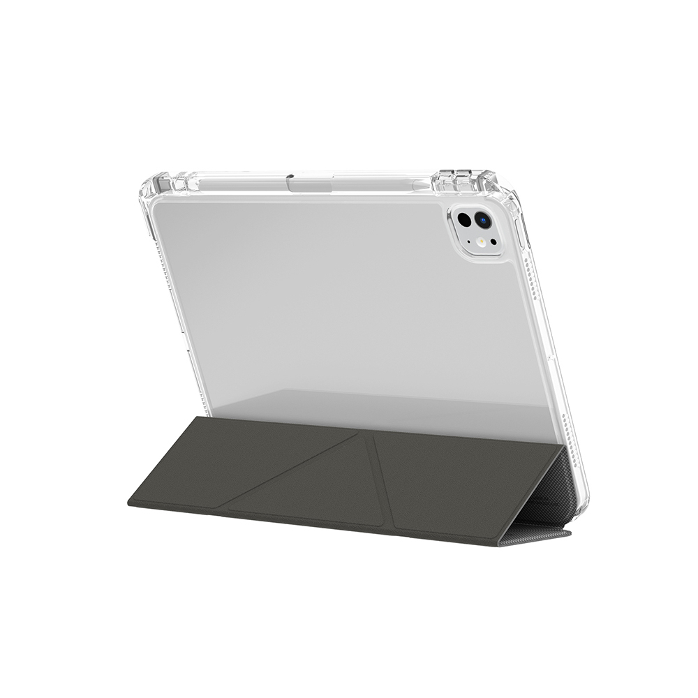 Apple iPad Pro 11 Uyumlu 2025 M5 Kılıf Skinarma Kalemlikli Arkası Şeffaf Standlı Magnetik Zeta Kılıf - 3