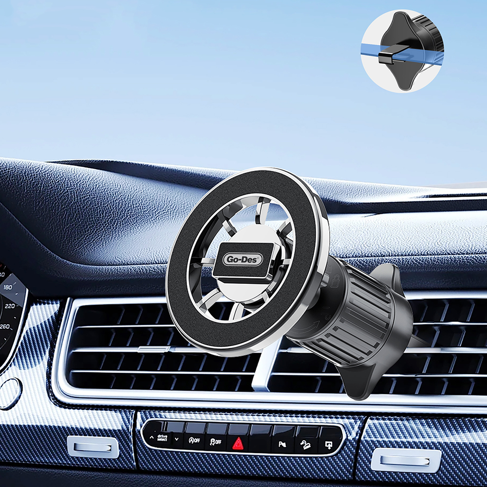 Go Des GD-HD366 M-safe Magnetik 360 Derece Dönebilen Havalandırma Tasarımlı Telefon Tutucu - 1