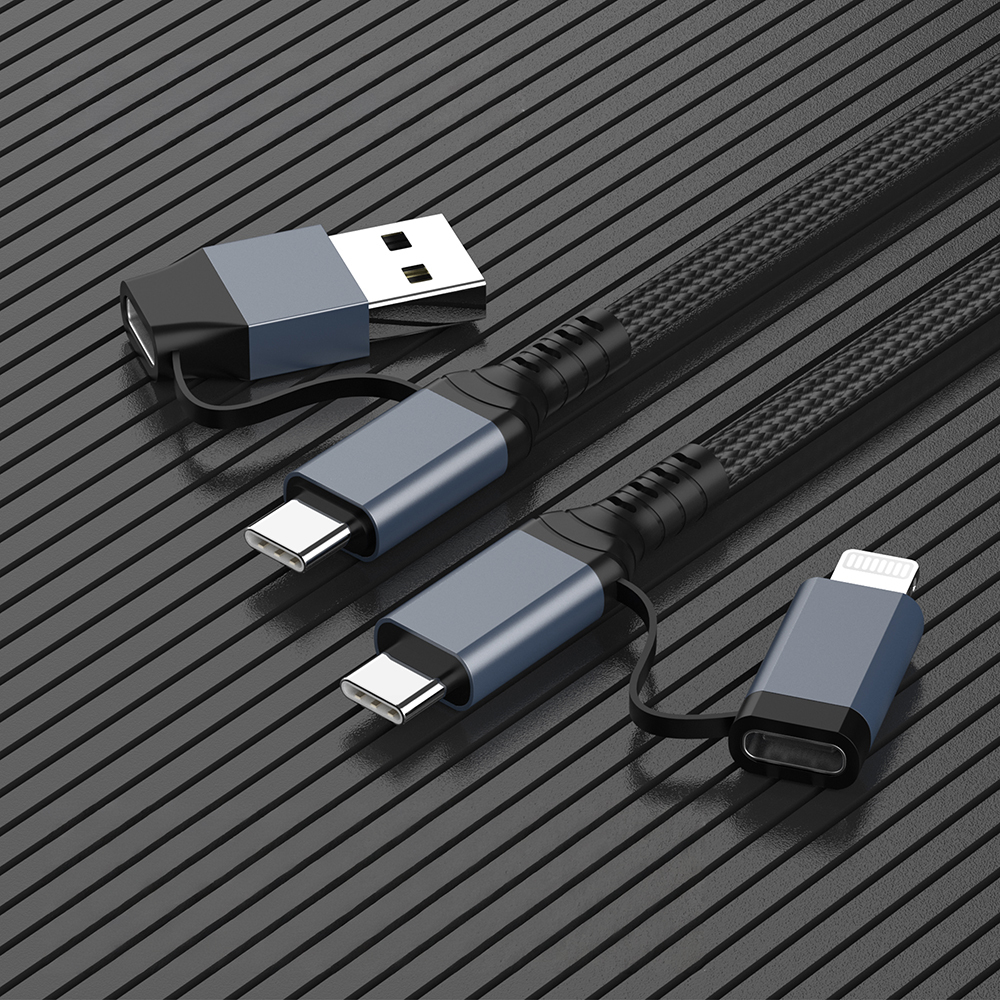 Go Des GD-UC809 4in1 PD Çoklu USB-A + Type-C to Type-C + Lightning Şarj ve Data Kablosu 100W 120cm - 1