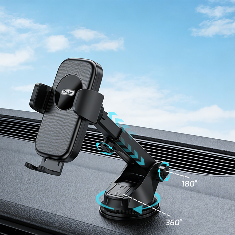 Go Des GD-HD356 360 Derece Dönebilen Teleskopik Vakumlu Tasarım Araç İçi Telefon Tutucu - 3