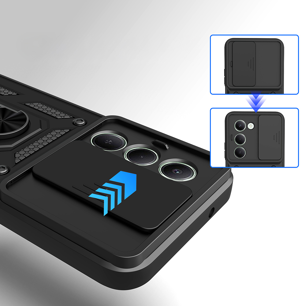 Xiaomi Redmi 15 Kılıf Magnetik Standlı Kamera Korumalı Zore Sürgülü Vega Kapak - 1