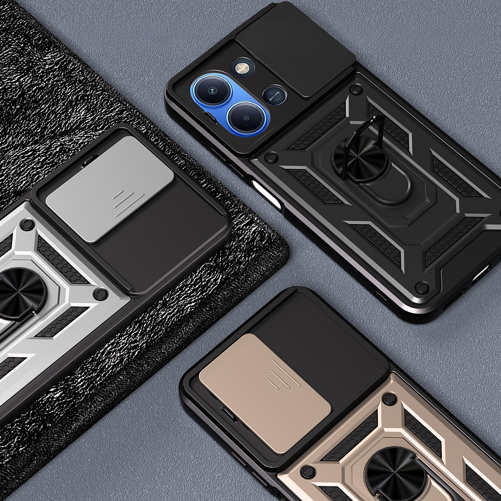 Xiaomi Redmi 15C Uyumlu Kılıf Magnetik Standlı Kamera Korumalı Zore Sürgülü Vega Kapak - 1