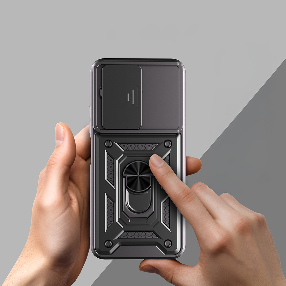 Xiaomi Redmi 15C Uyumlu Kılıf Magnetik Standlı Kamera Korumalı Zore Sürgülü Vega Kapak - 4