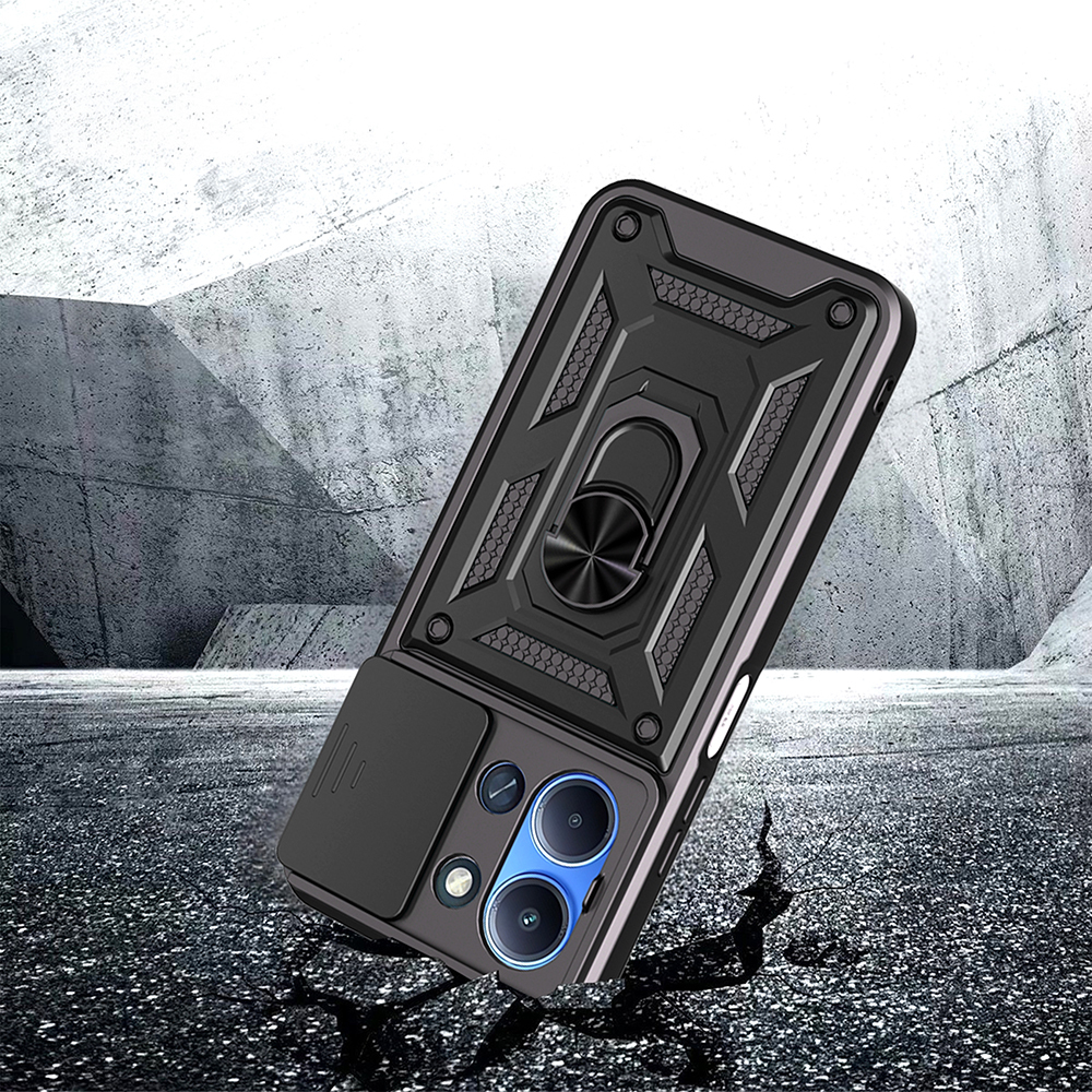 Xiaomi Redmi 15C Uyumlu Kılıf Magnetik Standlı Kamera Korumalı Zore Sürgülü Vega Kapak - 6
