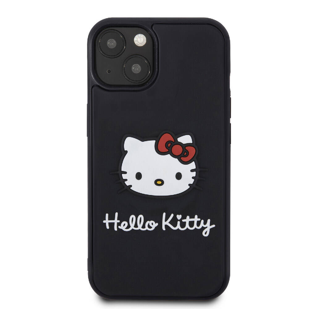 Apple iPhone 15 Uyumlu Kılıf Hello Kitty Orjinal Lisanslı Yazı ve İkonik Logolu 3D Rubber Kitty Head Kapak - 2