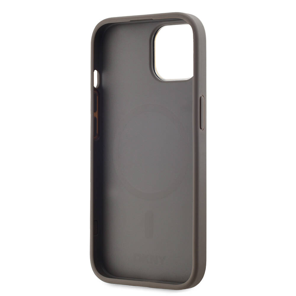 Apple iPhone 15 Uyumlu Kılıf DKNY Orjinal Lisanslı M-safe Şarj Özellikli 3D Yazılı Checkered Pattern Kapak - 1