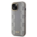 Apple iPhone 15 Uyumlu Kılıf DKNY Orjinal Lisanslı M-safe Şarj Özellikli 3D Yazılı Checkered Pattern Kapak - 3