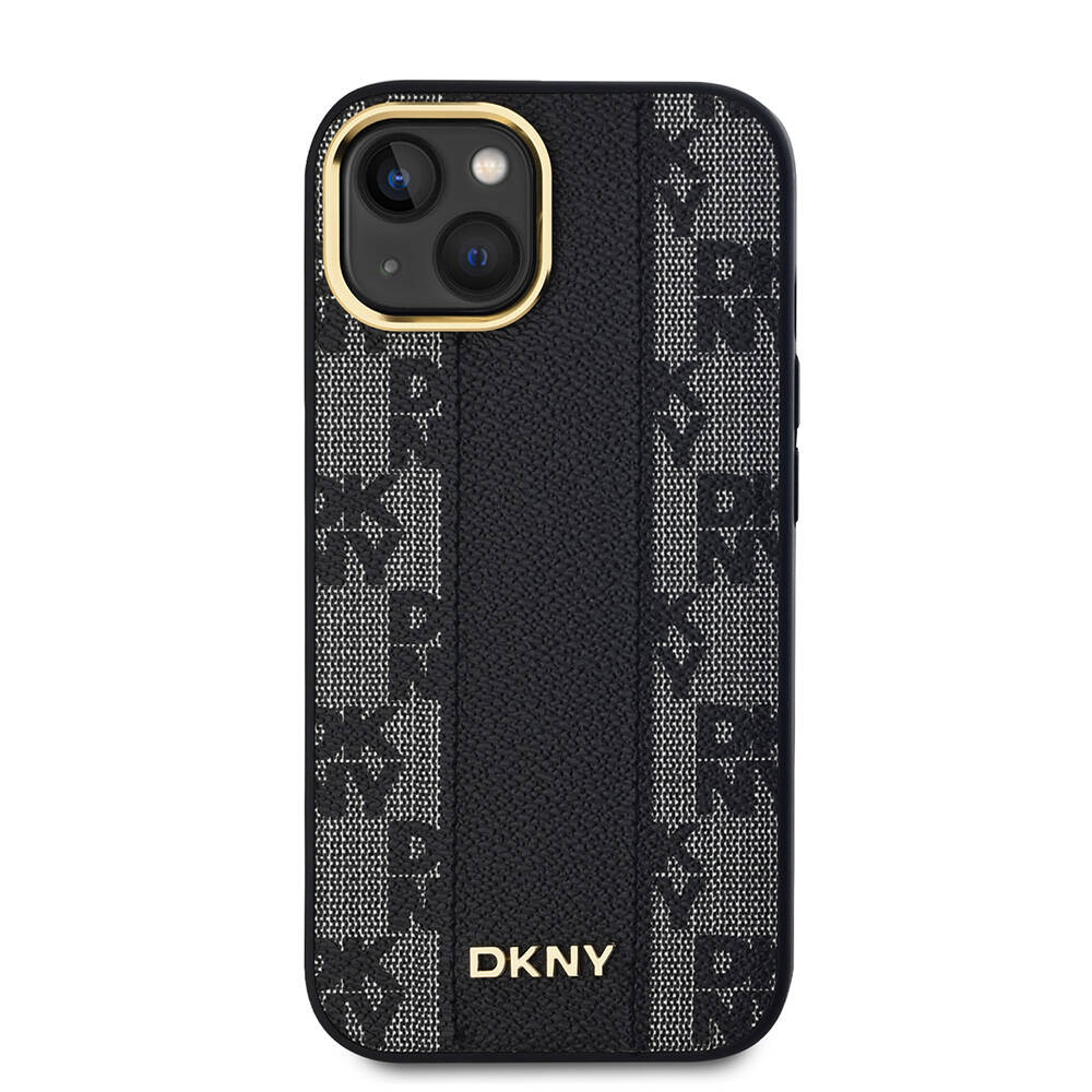 Apple iPhone 15 Uyumlu Plus Uyumlu Kılıf DKNY Orjinal Lisanslı M-safe Şarj Özellikli 3D Yazılı Checkered Pattern Kapak - 2