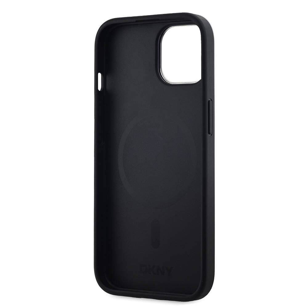 Apple iPhone 15 Uyumlu Plus Uyumlu Kılıf DKNY Orjinal Lisanslı M-safe Şarj Özellikli 3D Yazılı Checkered Pattern Kapak - 5