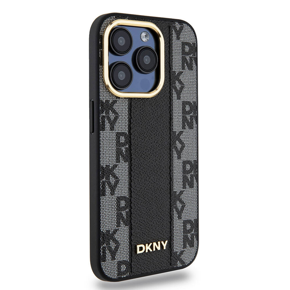 Apple iPhone 15 Uyumlu Pro Uyumlu Kılıf DKNY Orjinal Lisanslı M-safe Şarj Özellikli 3D Yazılı Checkered Pattern Kapak - 4