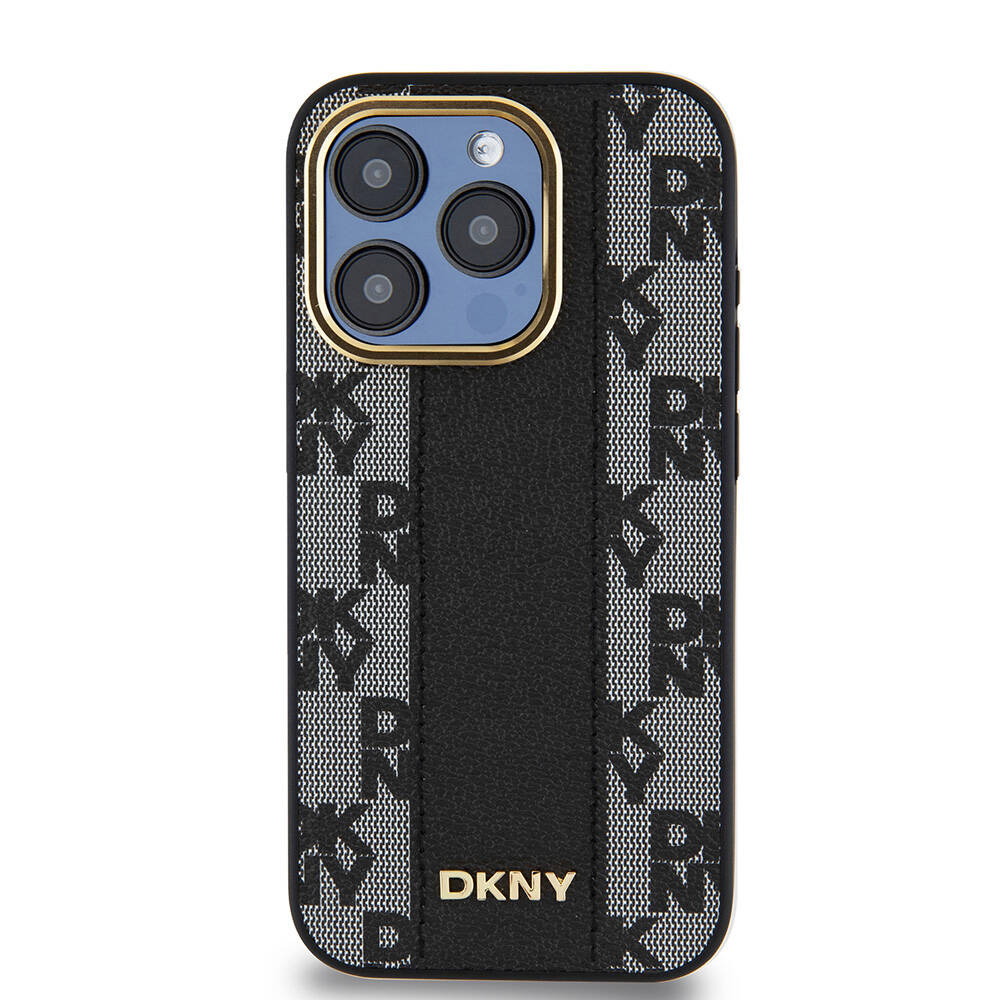 Apple iPhone 15 Uyumlu Pro Uyumlu Kılıf DKNY Orjinal Lisanslı M-safe Şarj Özellikli 3D Yazılı Checkered Pattern Kapak - 5