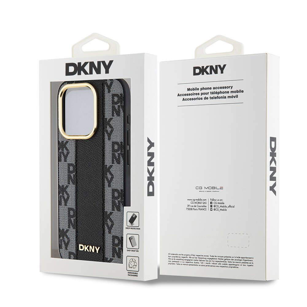 Apple iPhone 15 Uyumlu Pro Uyumlu Kılıf DKNY Orjinal Lisanslı M-safe Şarj Özellikli 3D Yazılı Checkered Pattern Kapak - 6