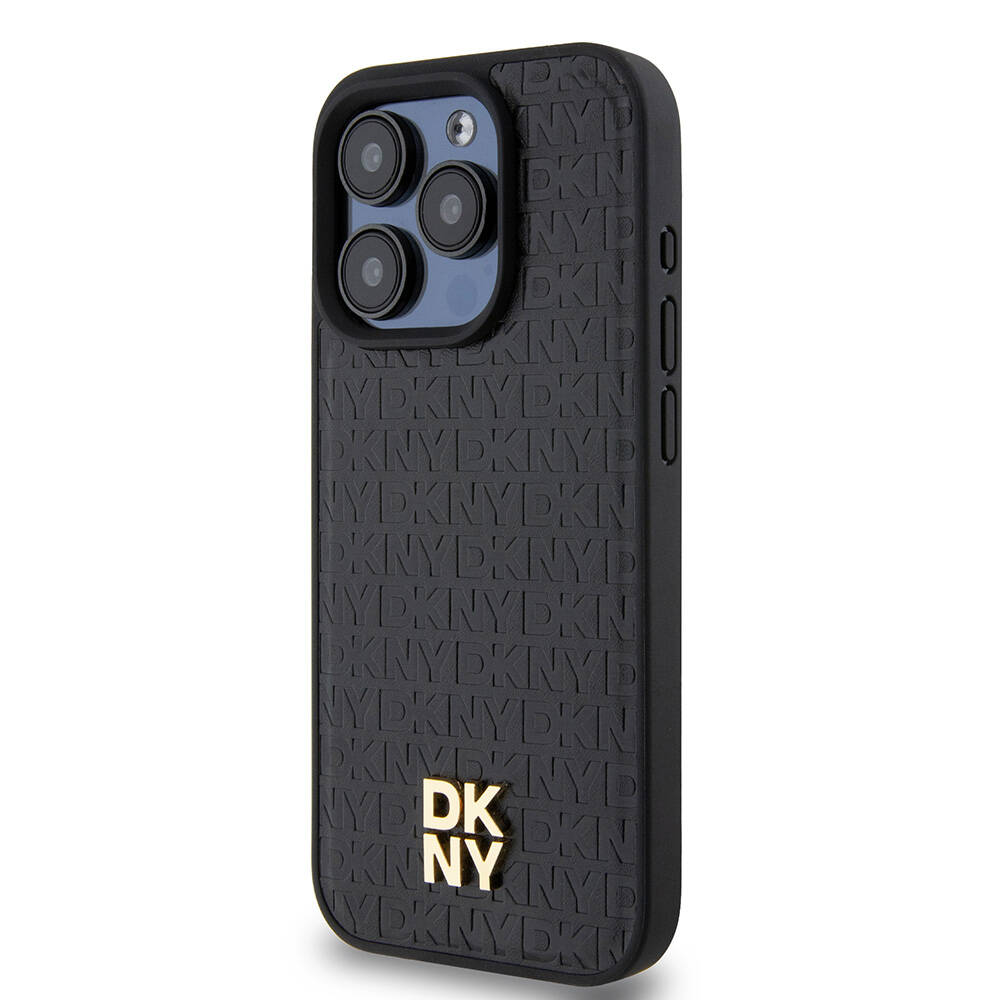 Apple iPhone 15 Uyumlu Pro Uyumlu Kılıf DKNY Orjinal Lisanslı M-safe Şarj Özellikli 3D Yazılı Repeat Pattern Kapak - 1