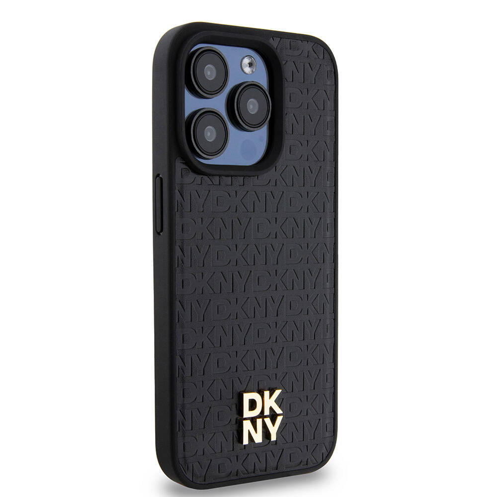 Apple iPhone 15 Uyumlu Pro Uyumlu Kılıf DKNY Orjinal Lisanslı M-safe Şarj Özellikli 3D Yazılı Repeat Pattern Kapak - 2