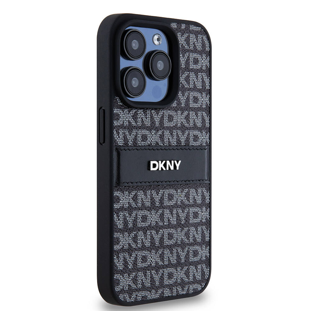 Apple iPhone 15 Uyumlu Pro Uyumlu Kılıf DKNY Orjinal Lisanslı 3D Yazılı Repeat Texture Pattern Kapak - 3
