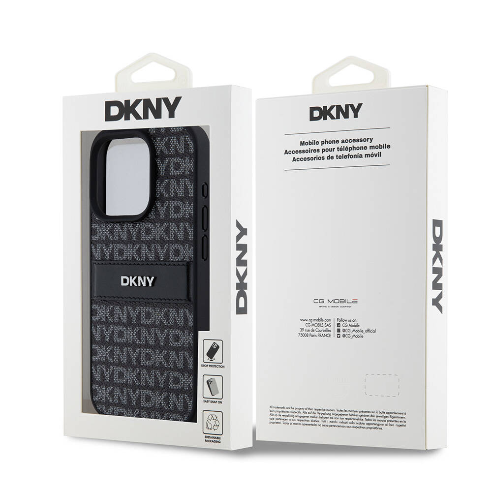 Apple iPhone 15 Uyumlu Pro Uyumlu Kılıf DKNY Orjinal Lisanslı 3D Yazılı Repeat Texture Pattern Kapak - 7