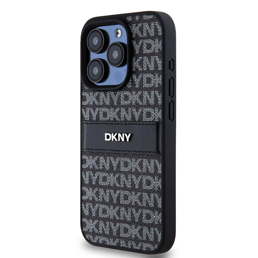 Apple iPhone 15 Uyumlu Pro Uyumlu Max Uyumlu Kılıf DKNY Orjinal Lisanslı 3D Yazılı Repeat Texture Pattern Kapak - 1