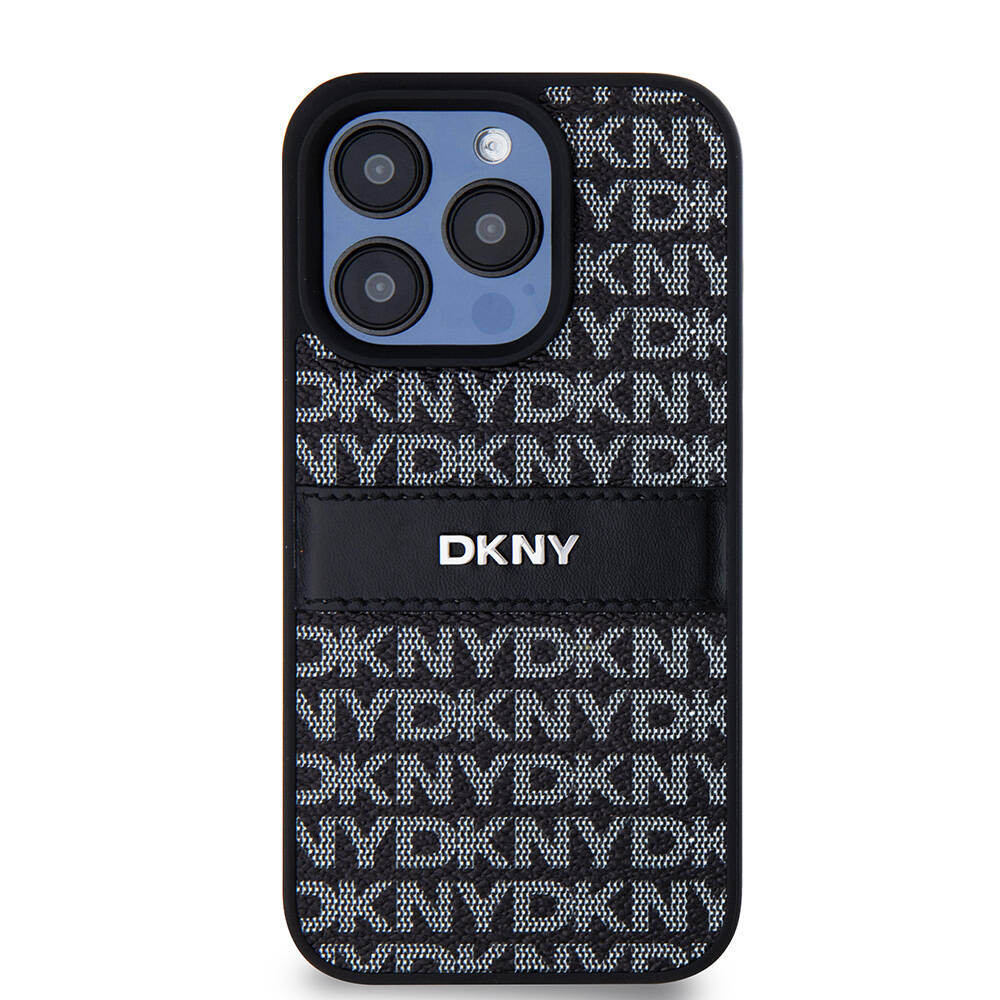 Apple iPhone 15 Uyumlu Pro Uyumlu Max Uyumlu Kılıf DKNY Orjinal Lisanslı 3D Yazılı Repeat Texture Pattern Kapak - 3