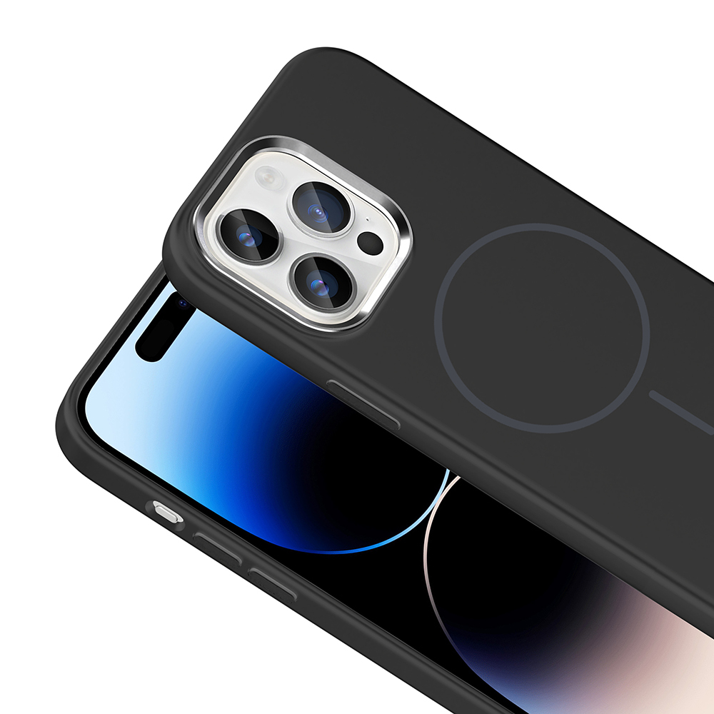 Apple iPhone 14 Uyumlu Pro Uyumlu Max Uyumlu Kılıf M-Safe Şarj Özellikli Metal Kamera Çerçeveli Zore Edi Silikon Kapak - 14