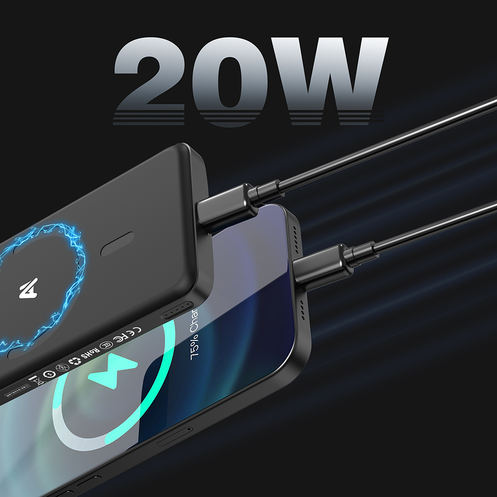 Lenyes PW1008D PD 20W LED Ekranlı Yapay Zeka Destekli Ultra İnce Wireless Powerbank 15W 10.000mAh - 3