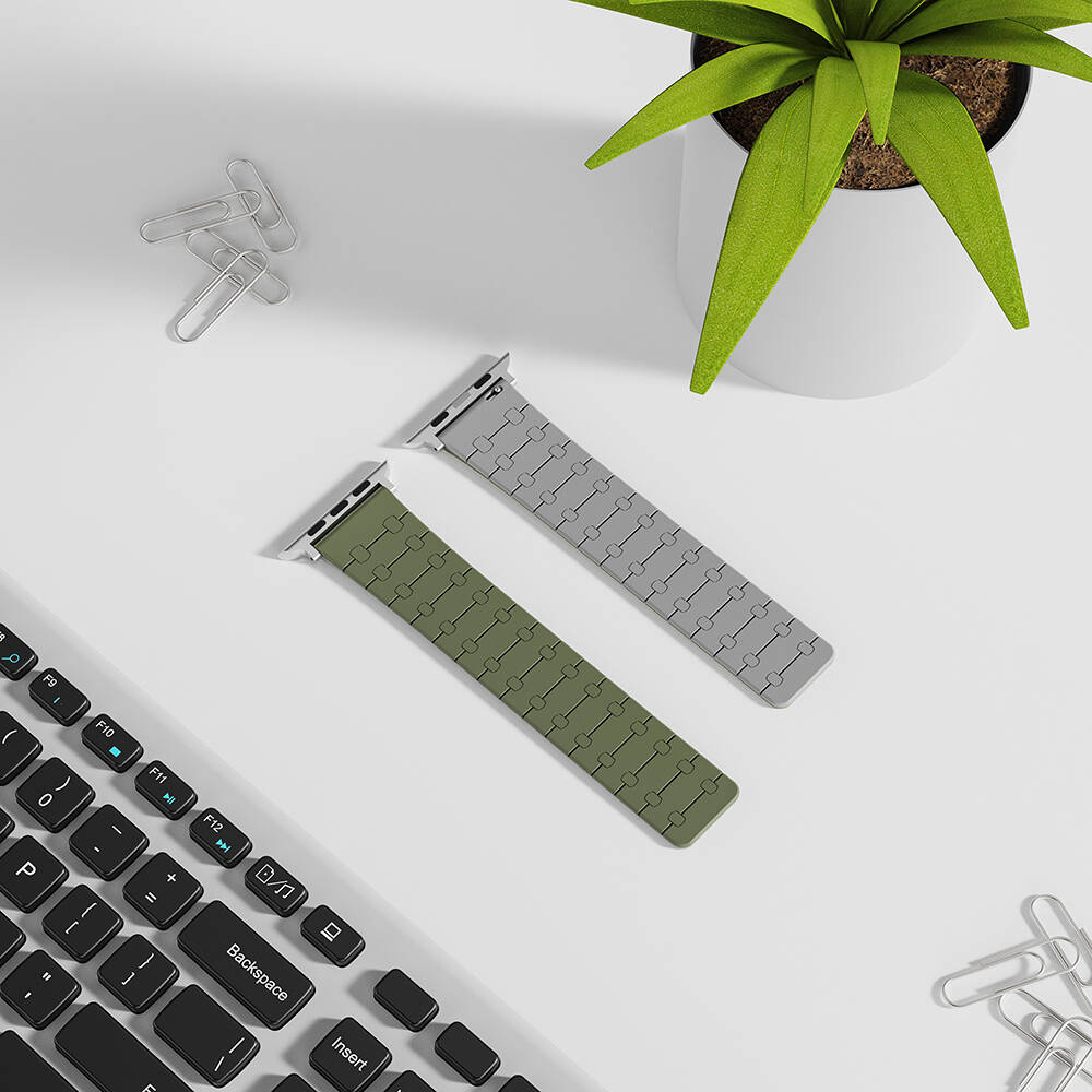 Apple Watch 7 45mm Uyumlu Zore KRD-111 Çizgili Desenli Silikon Kordon - 6