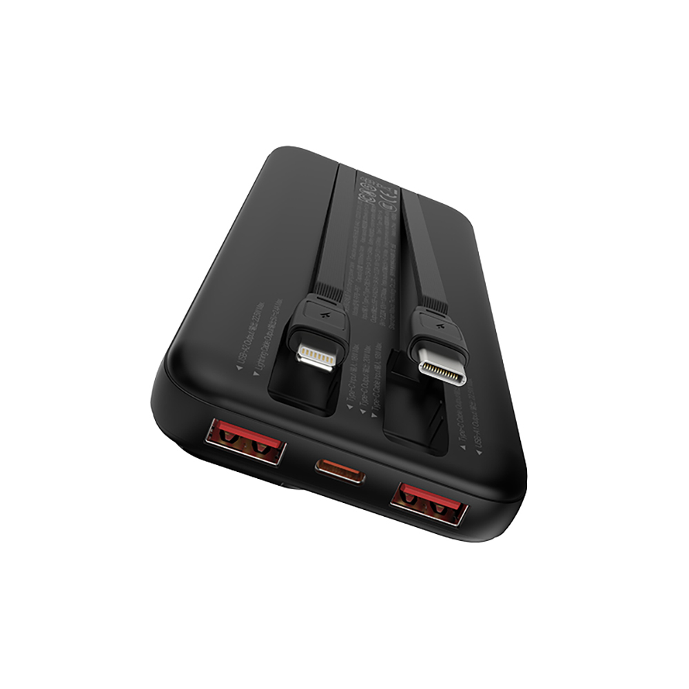 Recci RPB-P68 PD 20W Dijital LED Göstergeli Hızlı Şarj Özellikli Type-C ve Lightning Kablolu Powerbank 22.5W 20000mAh - 1