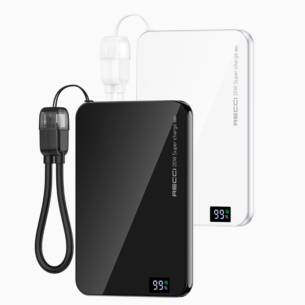 Recci RPB-W41 PD 20W Ultra İnce Hızlı Şarj Özellikli Type-C Kablolu Powerbank 15W 5000mAh - 3