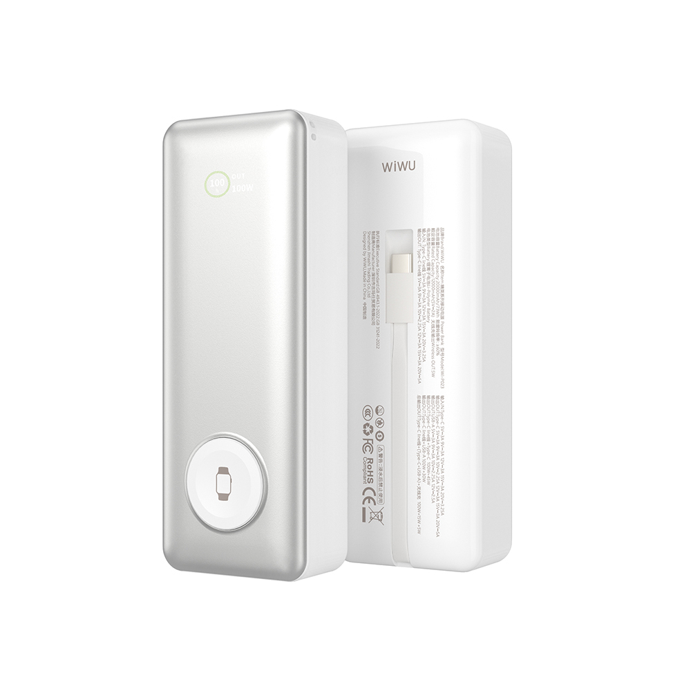Wiwu Wi-P023 Elite Serisi Dijital LED Göstergeli Akıllı Saat Kablosuz Şarj Özellikli Taşınabilir Powerbank 20000mAh 145W - 3