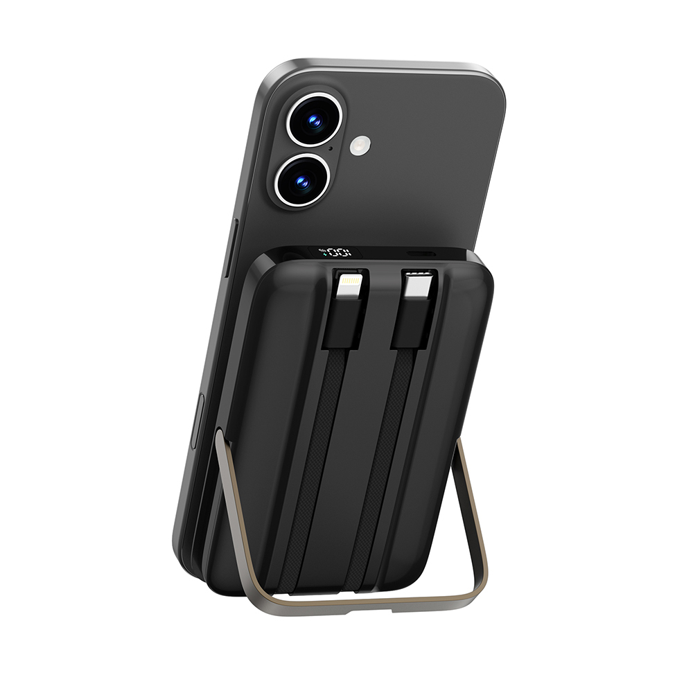 Wiwu Wi-P077 Pionner Serisi Taşınabilir Wireless Şarj ve PD 20W Hızlı Şarj Özellikli Standlı Powerbank 15W 10000mAh - 5